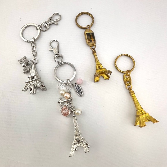 Parisian Eiffel Tower Keychain Bundle - Lot of 4 - Picture 3 of 7